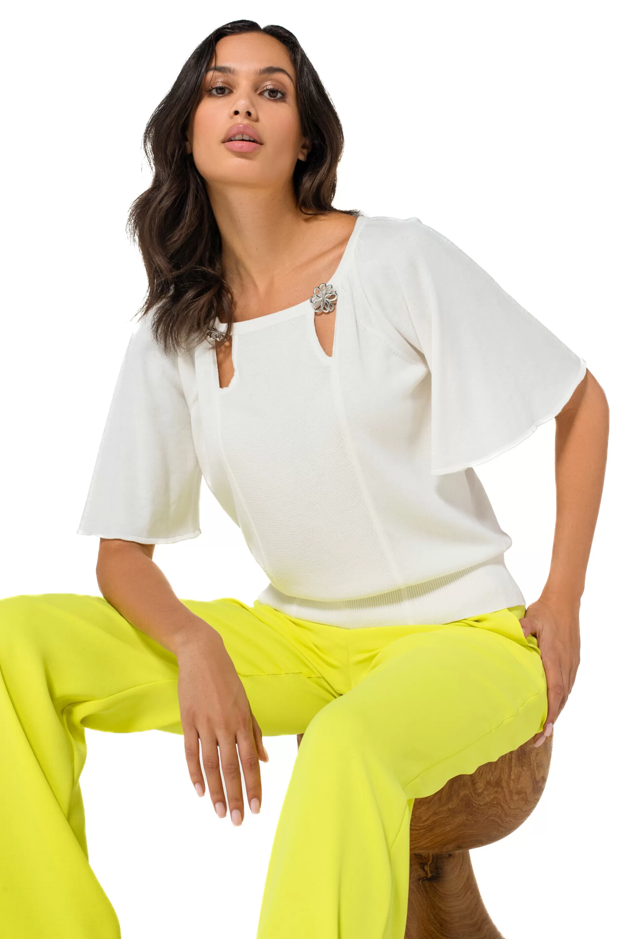 Caroline Biss Pulls*1258-91 / Fijn Gebreide Pull Met Fantasiemouw