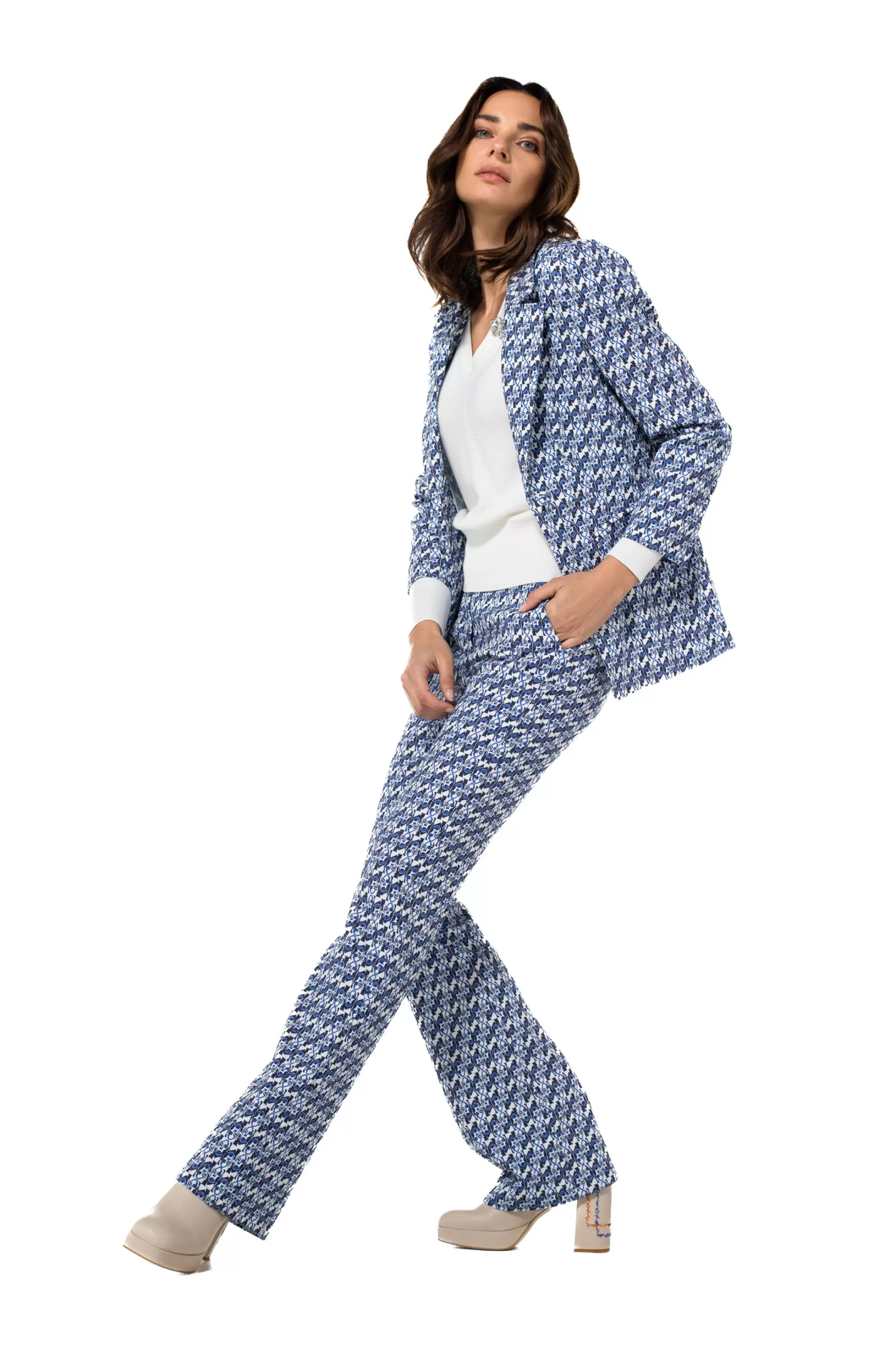 Caroline Biss Broeken*1550-29 / Comfortabele Broek, Bootcut, Normal Waist, Pop-Art Print