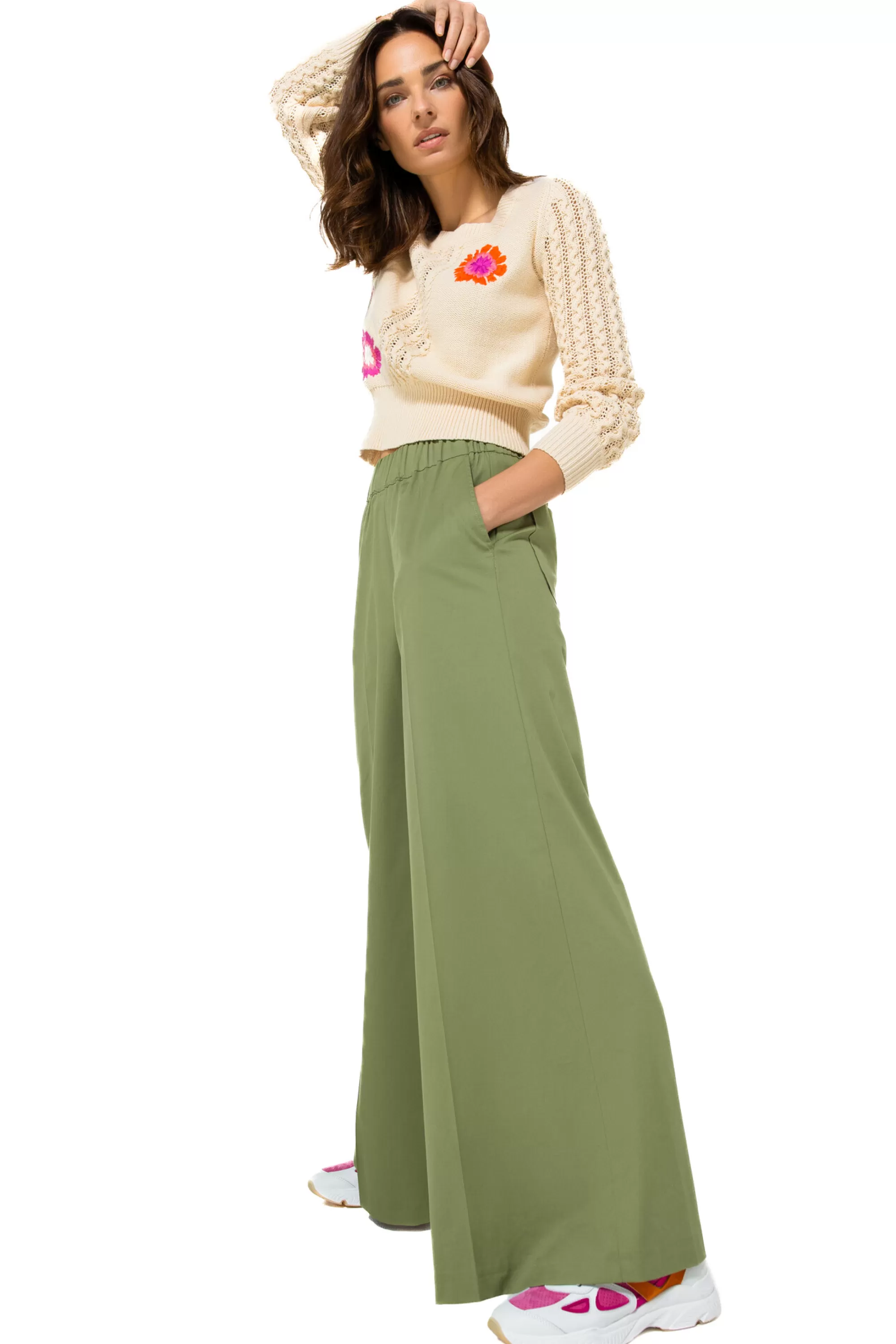 Caroline Biss Broeken*1569-60 / Comfortabele Wijde Broek In Katoen, Normal Waist