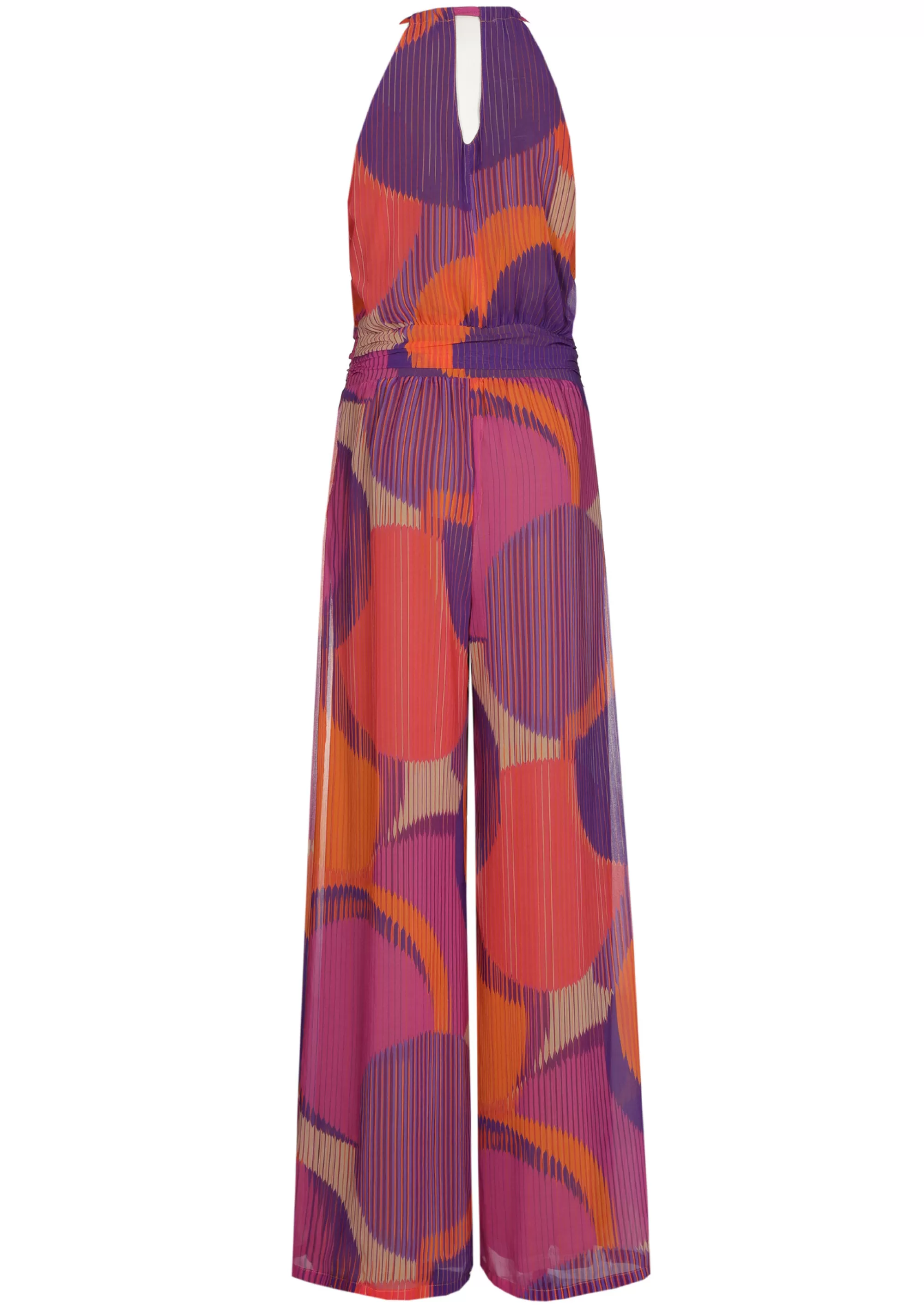 Caroline Biss Broeken*1575-49 / Soepelvallende Geklede Jumpsuit, Wijd Been, Plisse Effect