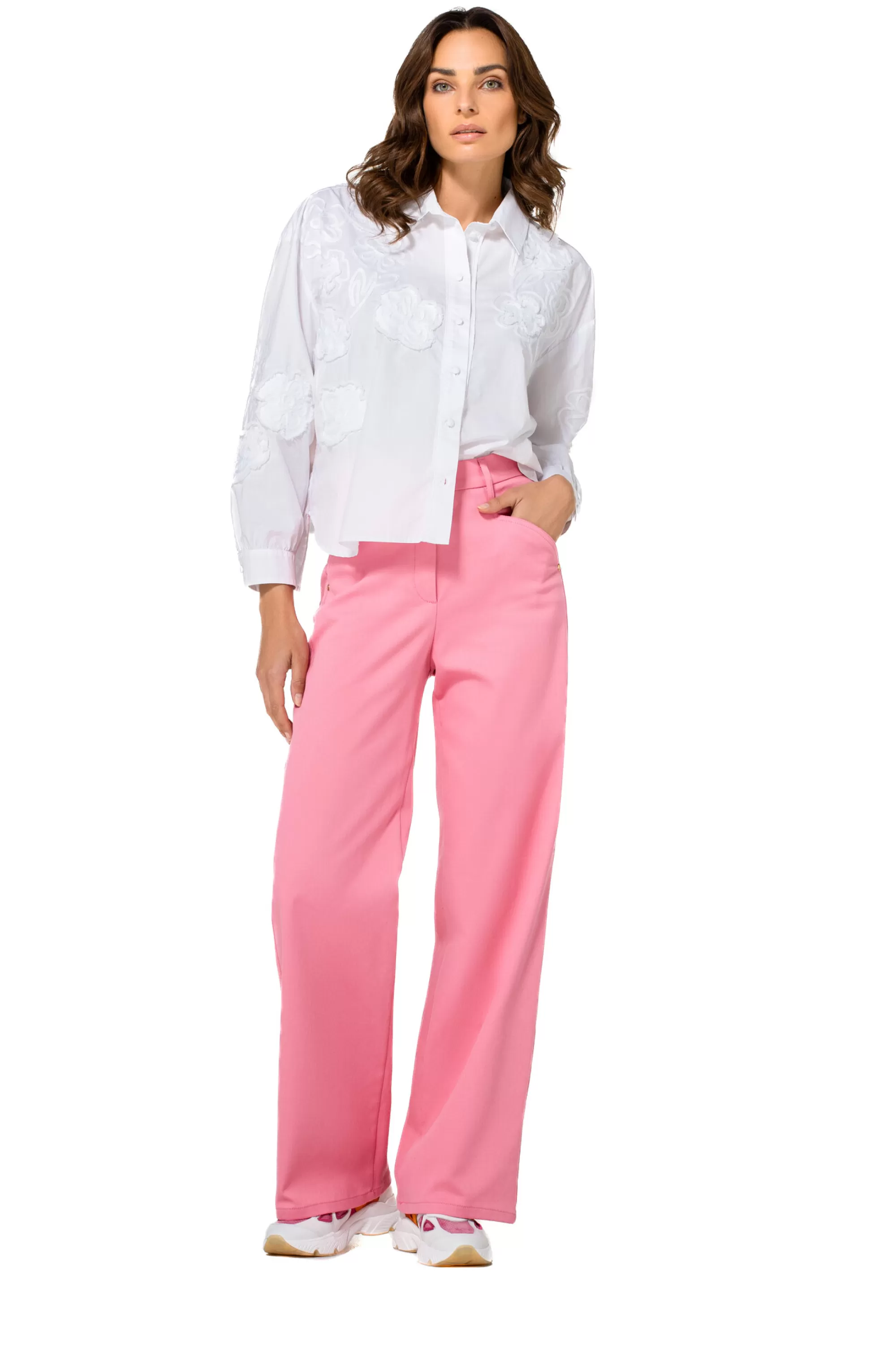 Caroline Biss Broeken*1579-71 / Comfortabele Broek In Katoen, Wijd Been, Normal Waist