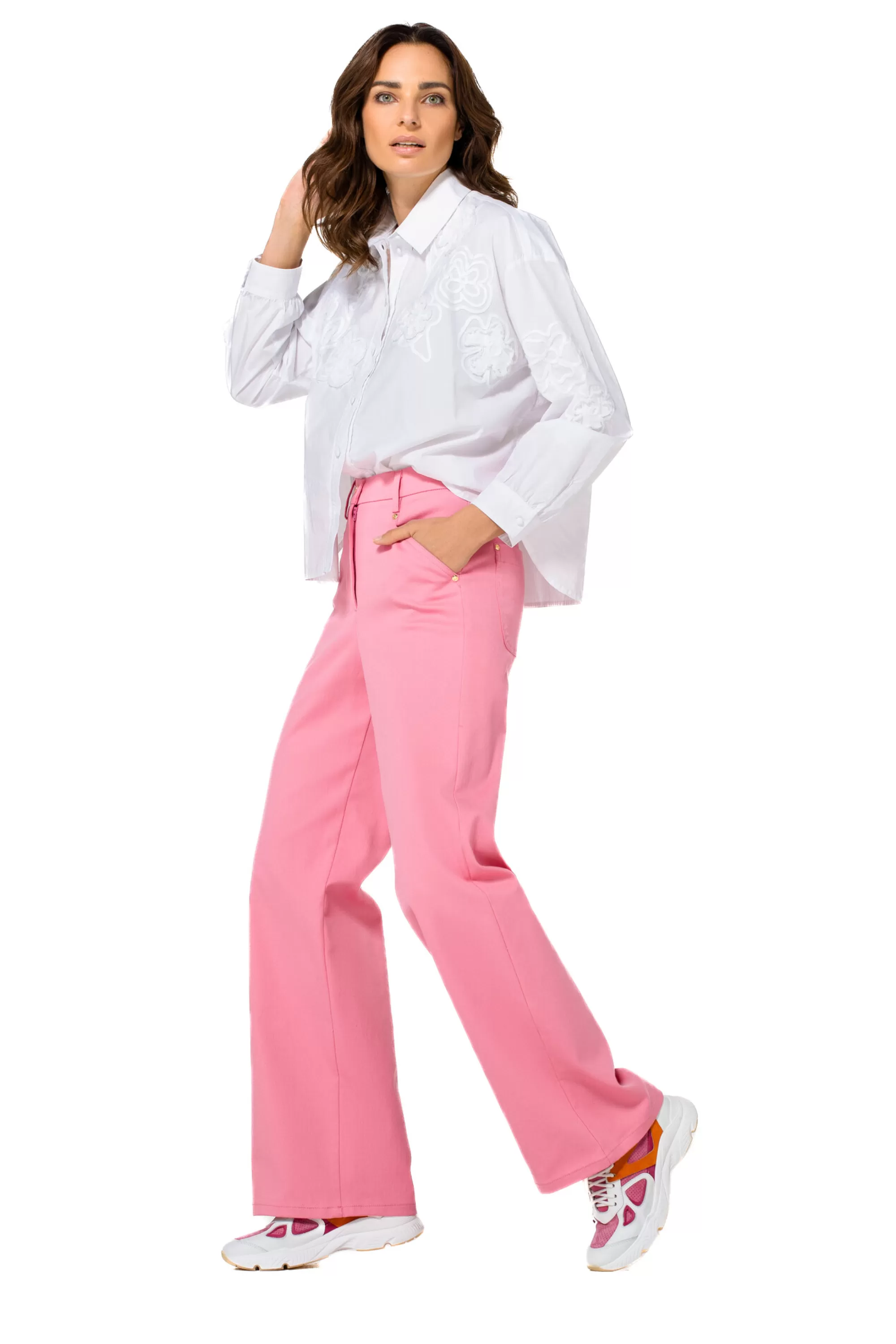 Caroline Biss Broeken*1579-71 / Comfortabele Broek In Katoen, Wijd Been, Normal Waist