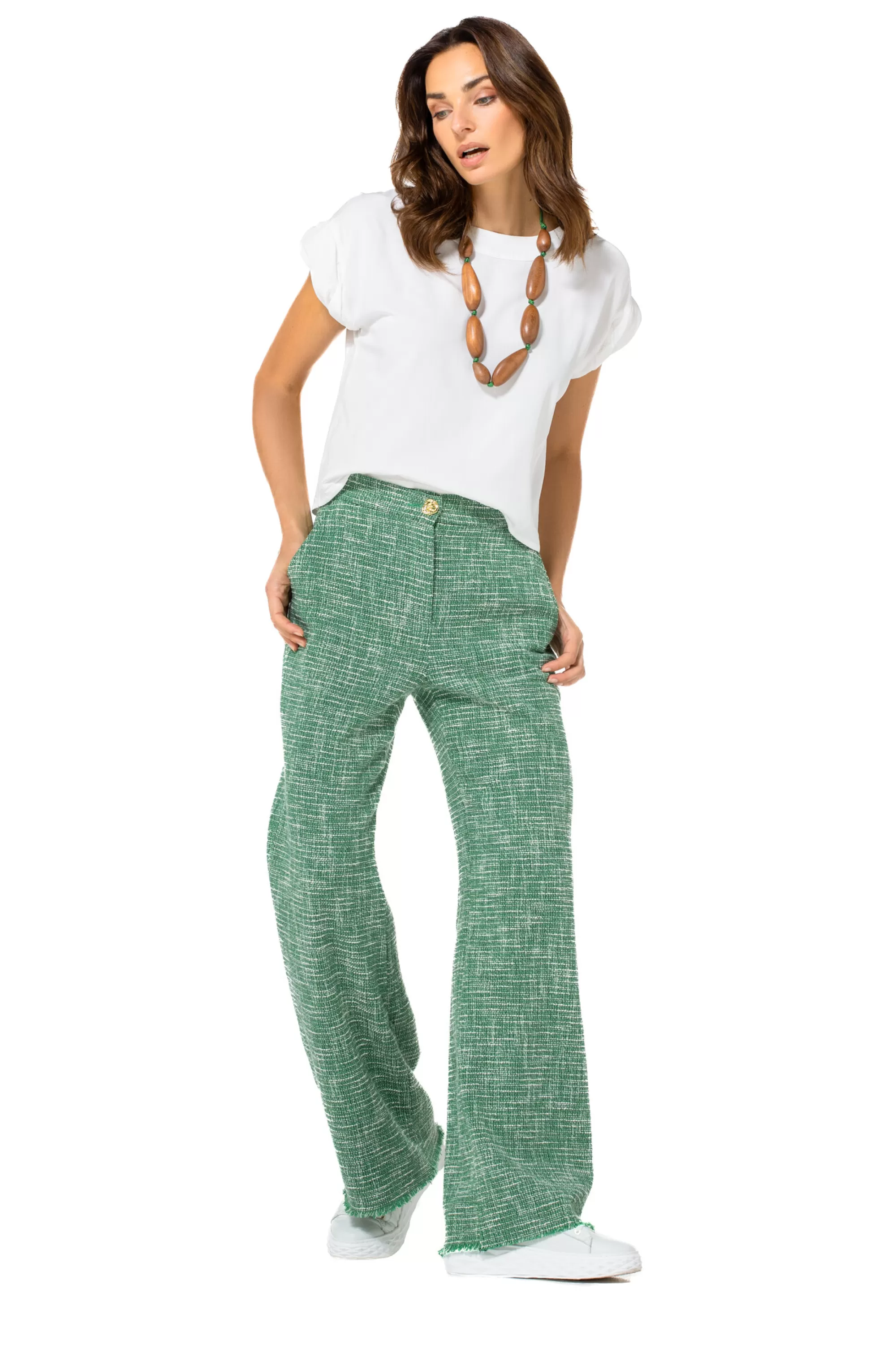 Caroline Biss Broeken*1588-62 / Broek In Fijne Bouclette, Wijd Been, Normal Waist
