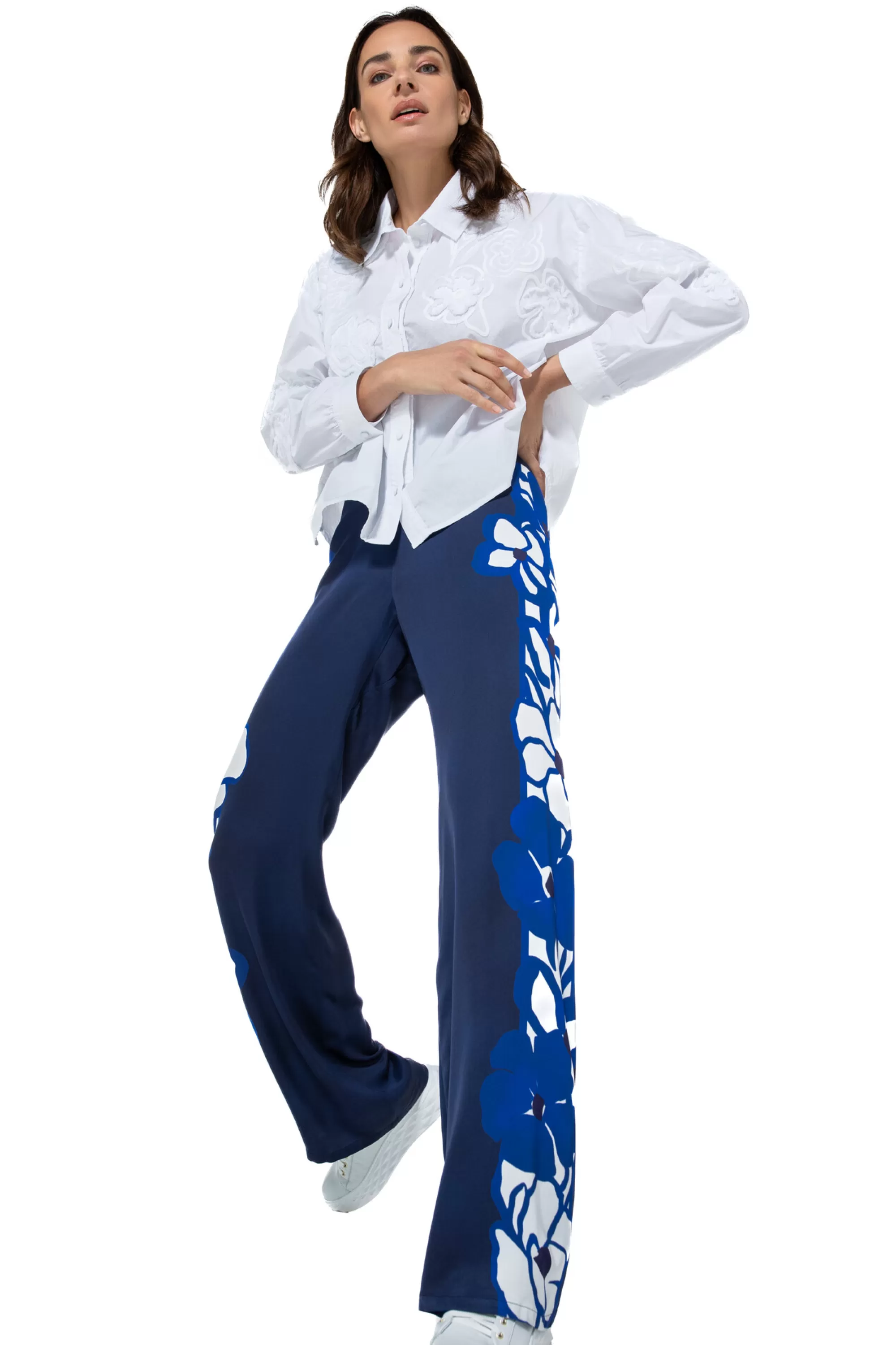 Caroline Biss Tops*1608-90 / Korte Oversized Katoenen Bloes Met Broderie